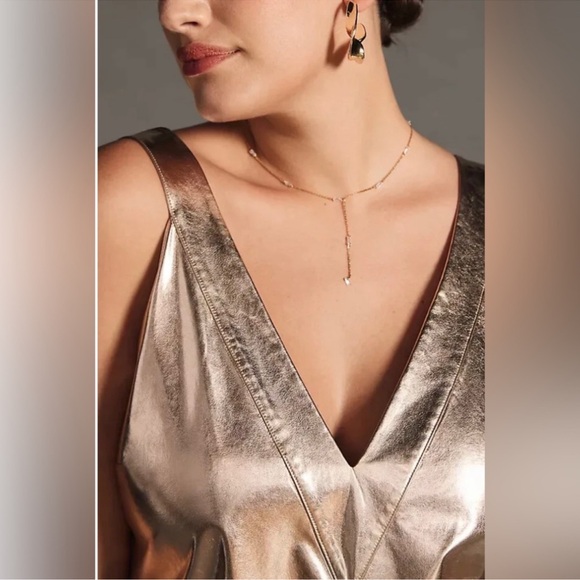 NWT Mare Mare x Anthropologie Metallic V-neck Dress sz 1X - Picture 3 of 11